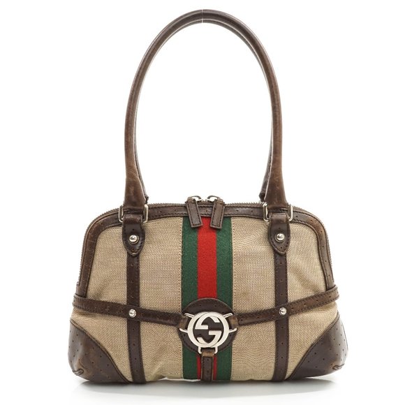 Auth Gucci Hand Bag Brown Canvas #20588G24